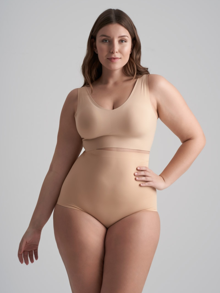 BYE BRA Invisible High Waist Brief Majtki Beżowy main product photo