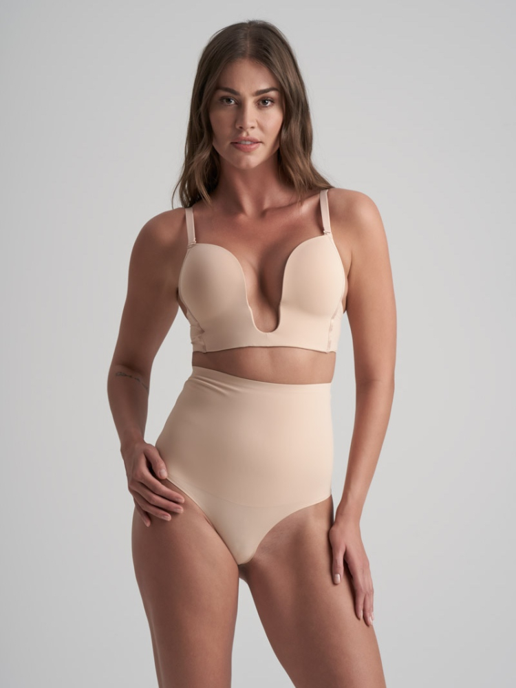 BYE BRA Waist Control High Waist Thong Beżowy main product photo