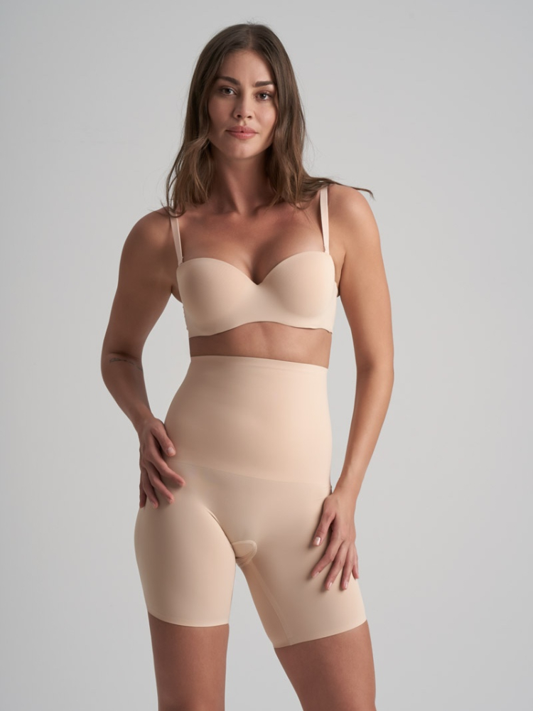 BYE BRA Kontrola talii Wysokie szorty beżowe main product photo