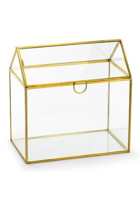 Szklane pudełko na koperty w kolorze Złoty