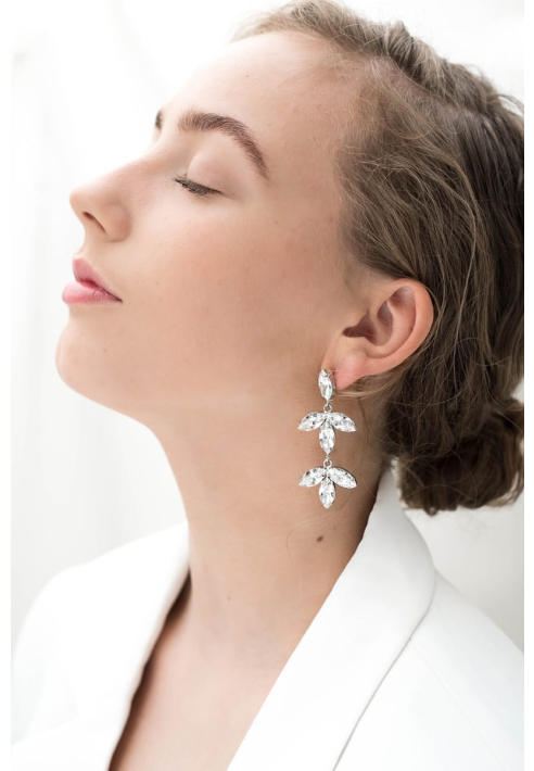 Abrazi Earrings Notch Swarovski Silver