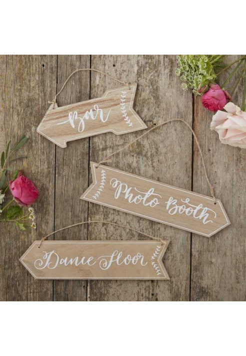 Drewniane tabliczki w stylu boho (3 sztuki) ()