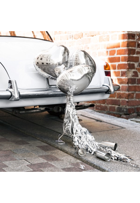 Zestaw do dekoracji samochodu srebrny