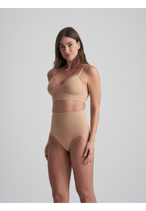 BYE BRA Seamless High Waist Thong Beżowy ()