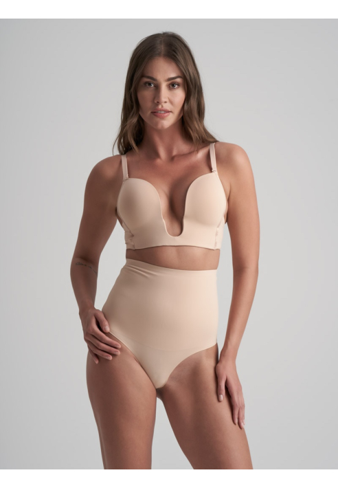 BYE BRA Waist Control High Waist Thong Beżowy ()