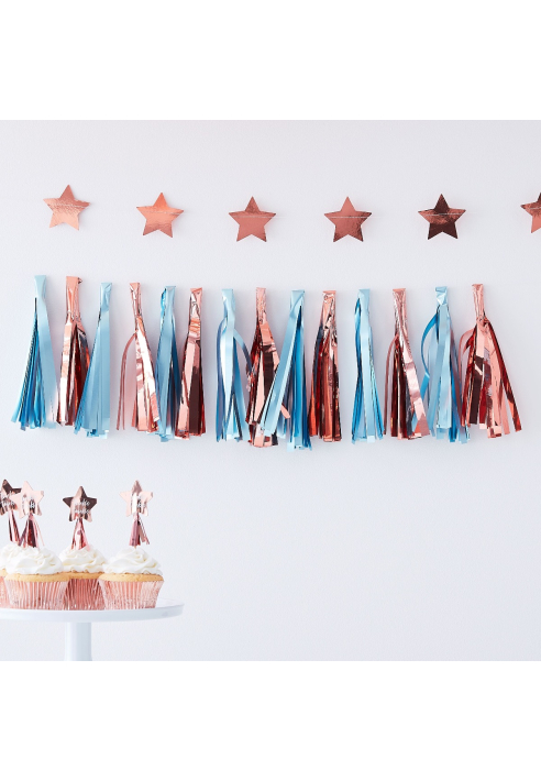 Ginger Ray TW-810 Twinkle Twinkle Blue Tassel Garland