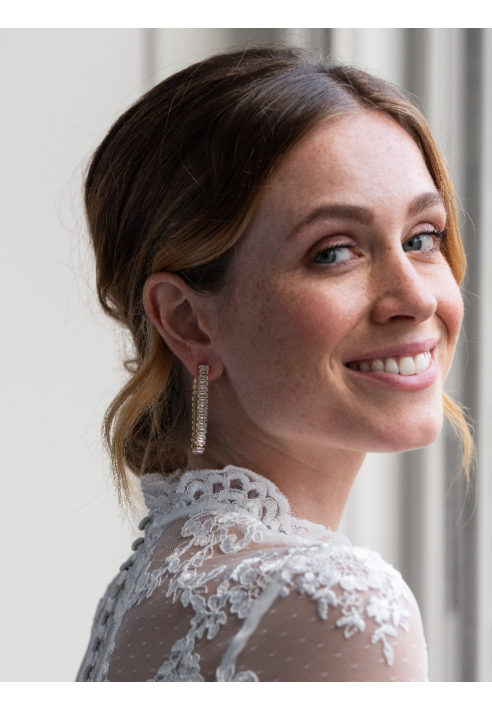 Abrazi Podwójne kolczyki Baguette w kolorze złotym