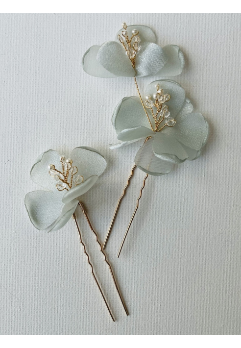 Sally Jane Bridal Poppy Aqua Hairpins Złoty