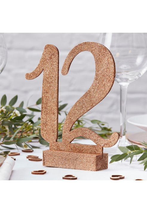Ginger Ray BB-324 Piękne numerki na stół Botanics Różowe złoto z brokatem ()