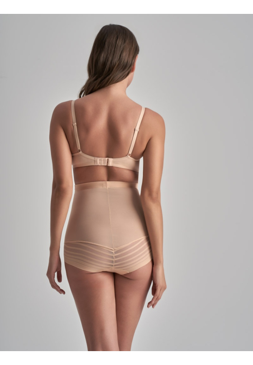 BYE BRA Powermesh High Waist Brief Beżowy