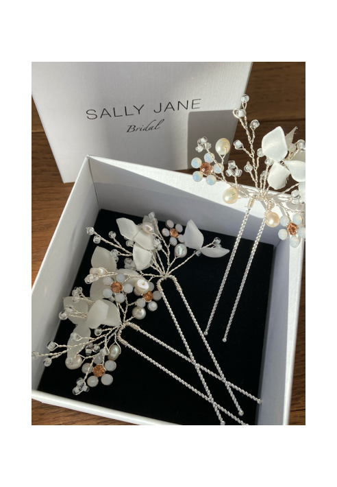 Sally Jane Bridal Ilja Szpilki do włosów Srebrny
