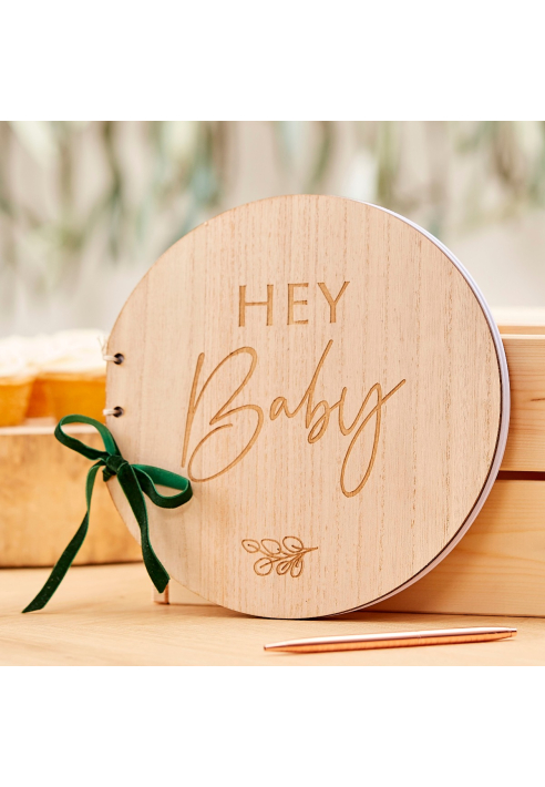 Ginger Ray BAB-107 Botaniczna księga gości dla niemowląt z drewna ()