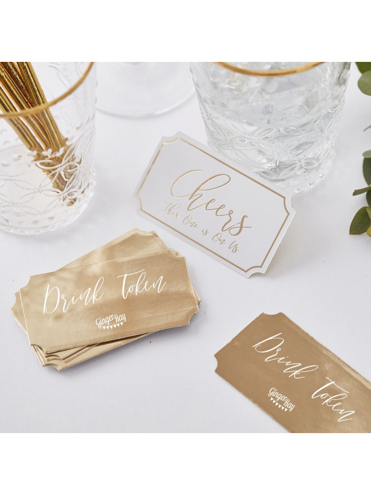 Ginger Ray GO-169 Złoty żeton weselny do picia main product photo